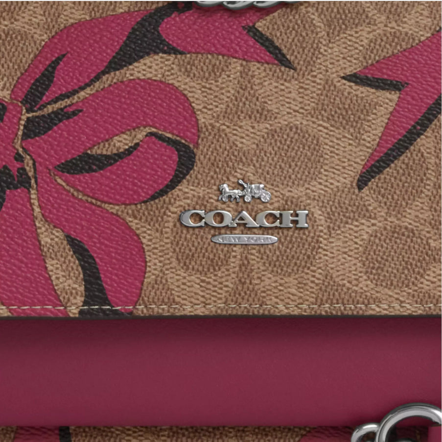 NWT Coach Klare Crossbody/Shoulder Bag In Signature Canvas With Pink Bow Print