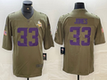 Men's Minnesota Vikings Aaron Jones #33 Olive Player Game jersey
