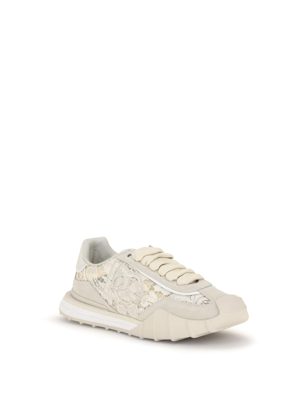 Dolce & Gabbana Women Leather And Lace Sneakers