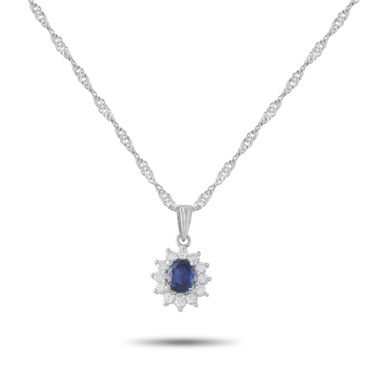 LB Exclusive Platinum 0.39ct Diamond and Sapphire Pendant Necklace MF11-041326