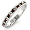 High-Polished 925 Sterling Silver Ring with Top Grade Crystal in Garnet