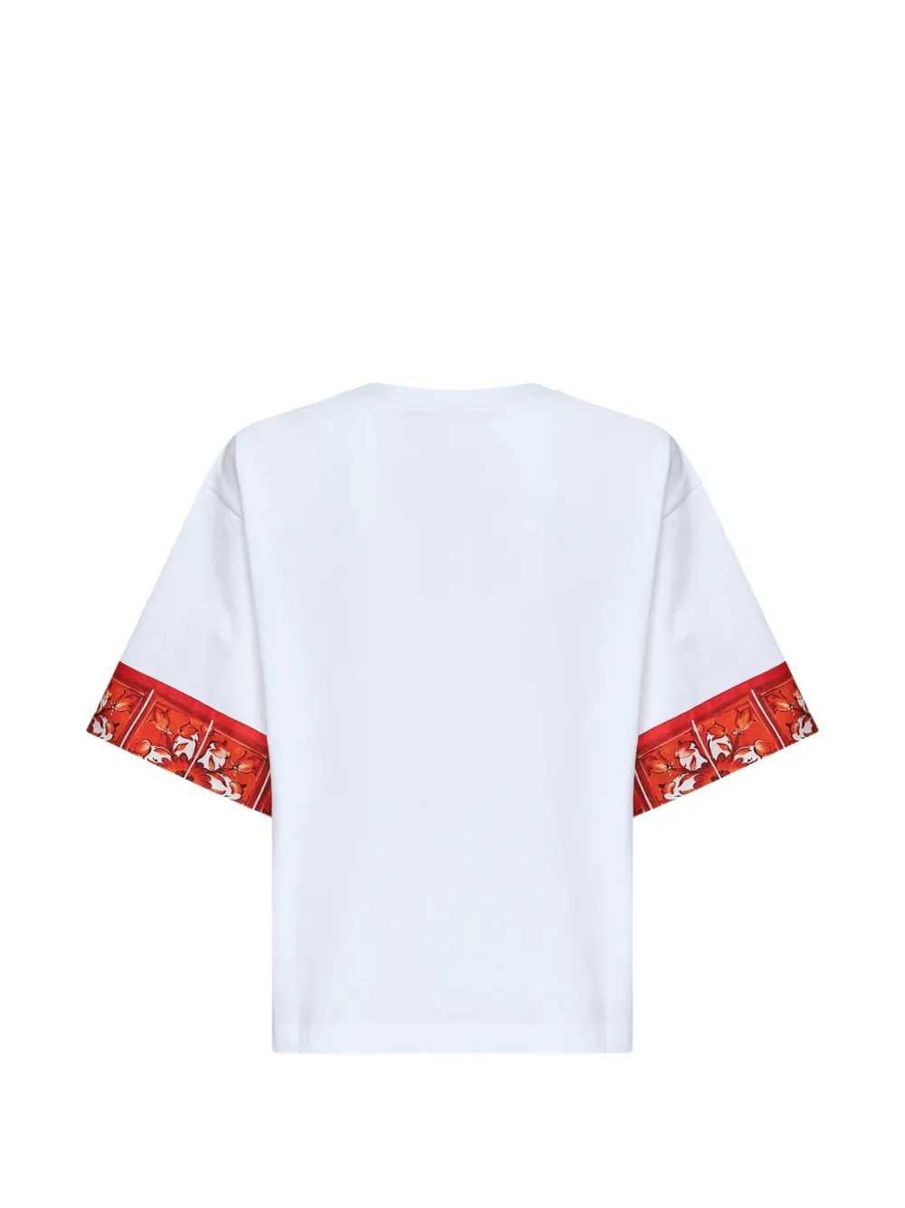 Dolce & Gabbana Women T-Shirt With Embroidered Logo And Majolica Print