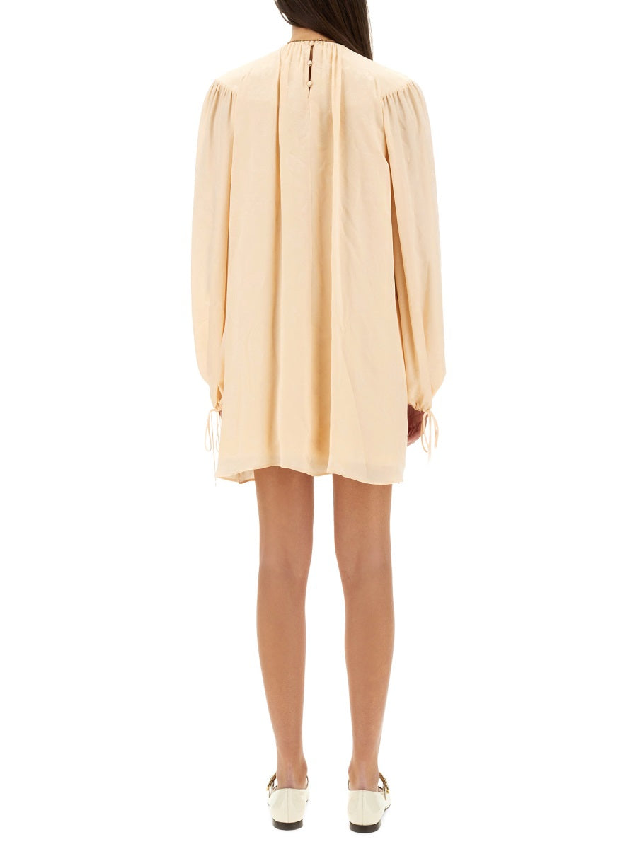Chloé Women Silk Shirred Mini Dress