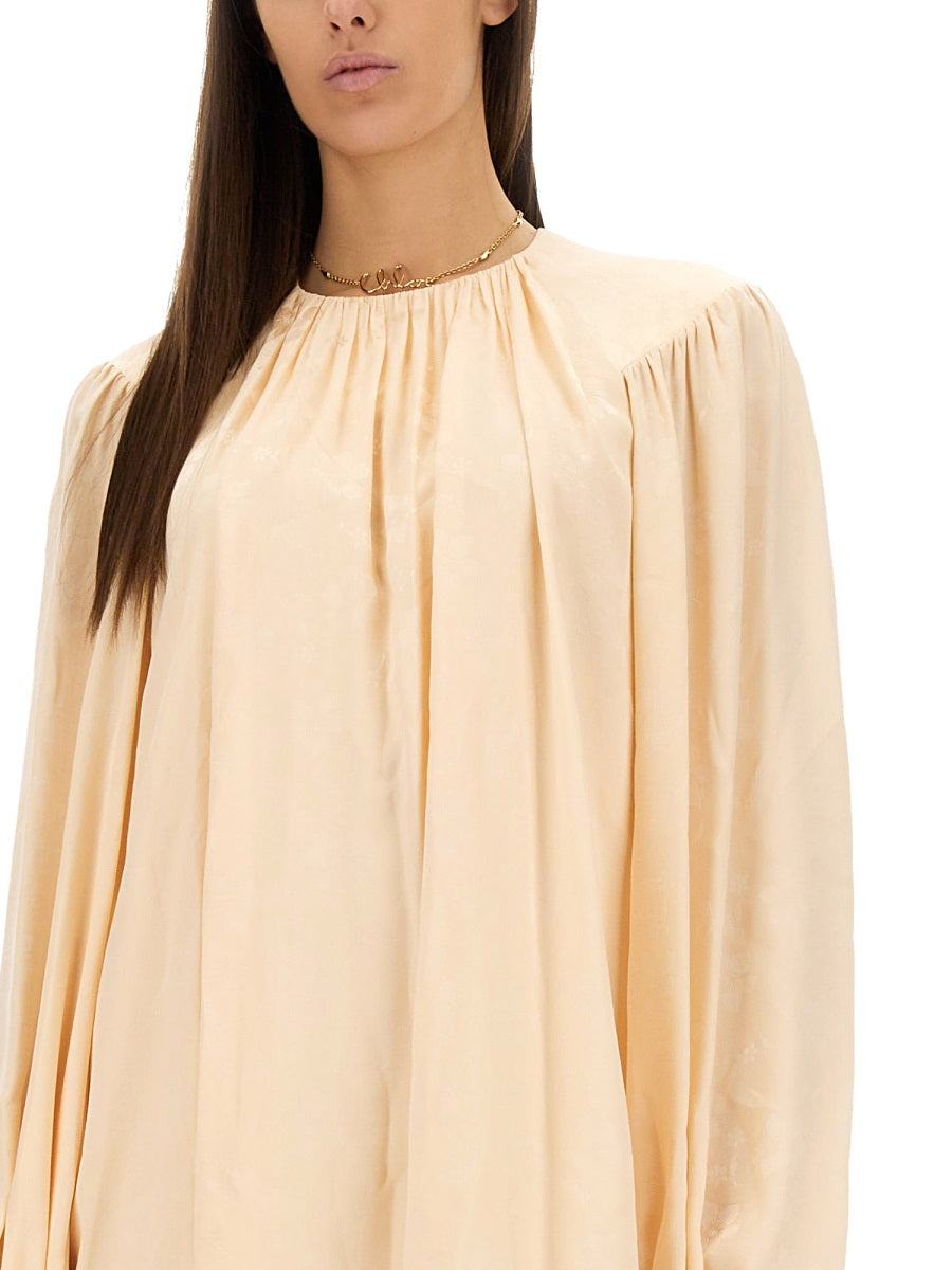 Chloé Women Silk Shirred Mini Dress