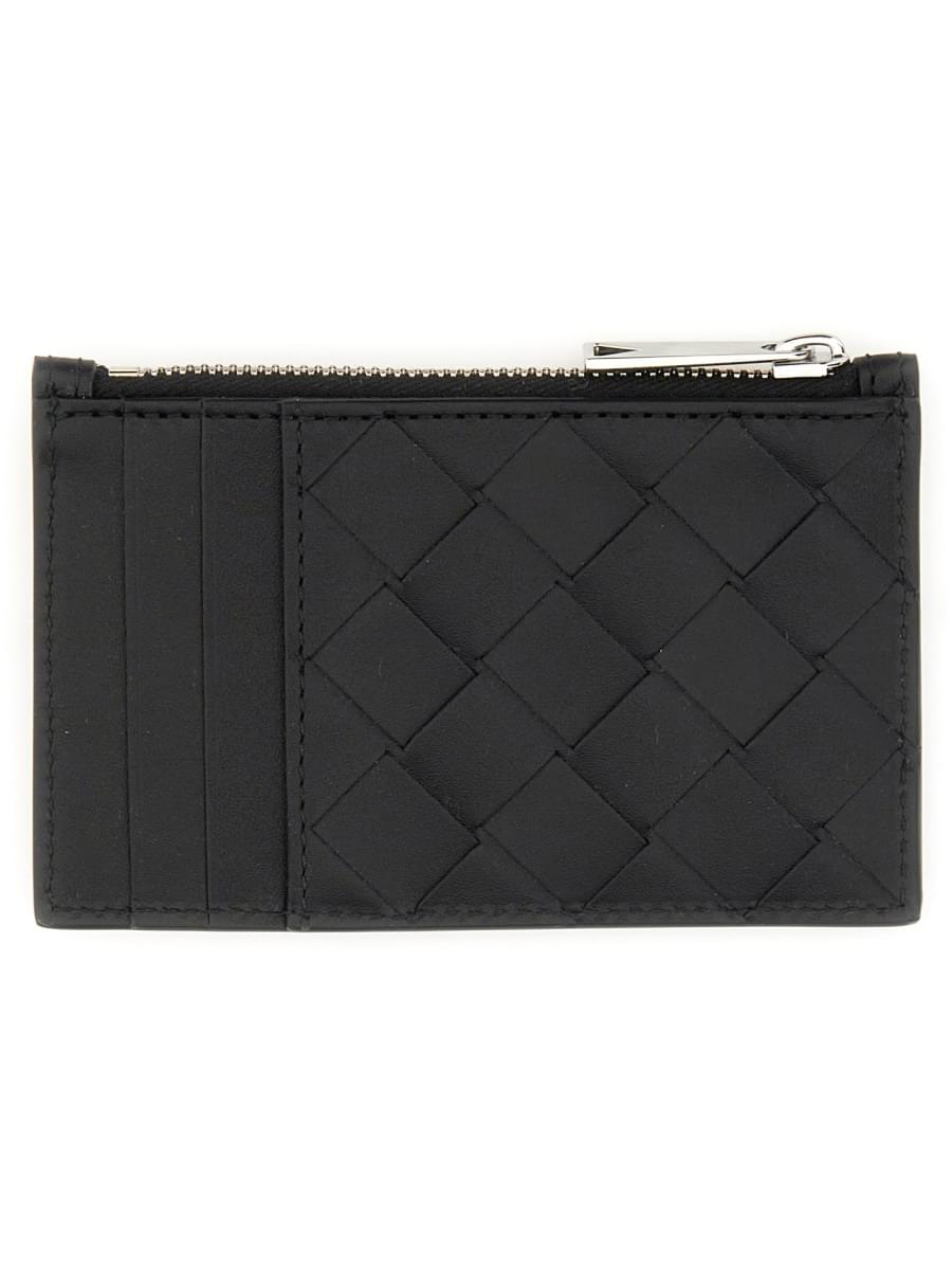 Bottega Veneta Men Woven Card Holder With Zipper