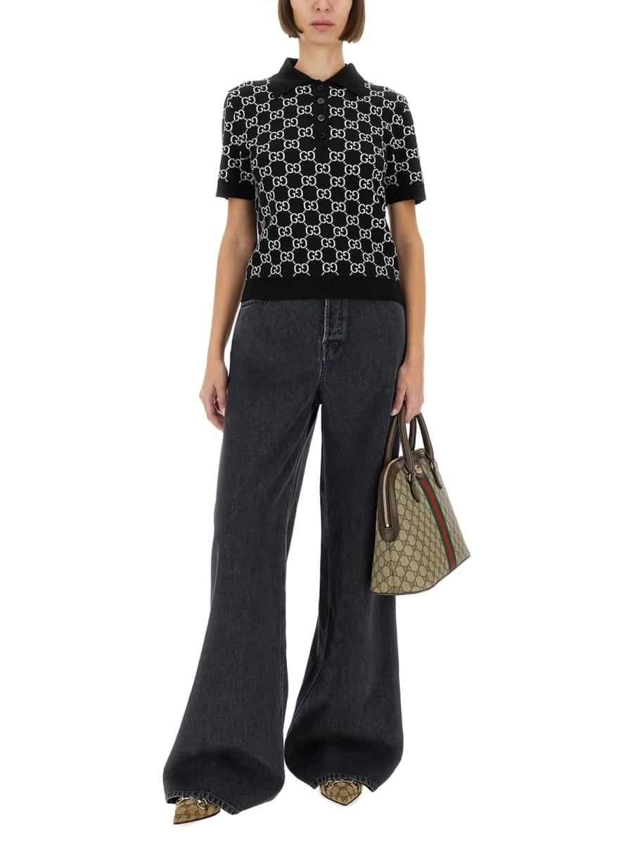 Gucci Women Wide Leg Denim Pants