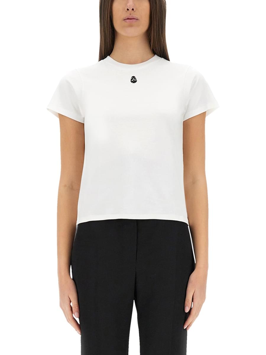 Alexander Mcqueen Women T-Shirt With "Skull" Embroidery