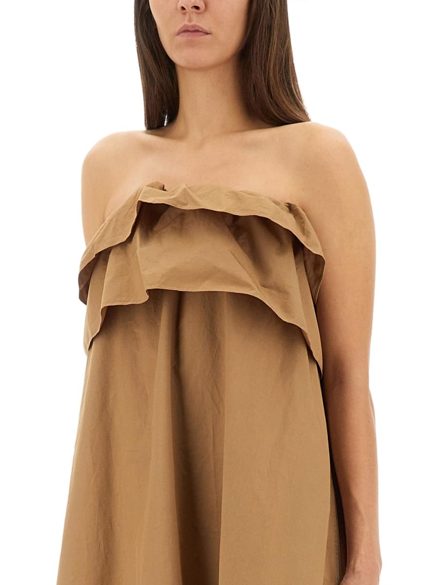 Saint Laurent Women Cotton Twill Ruffle Dress