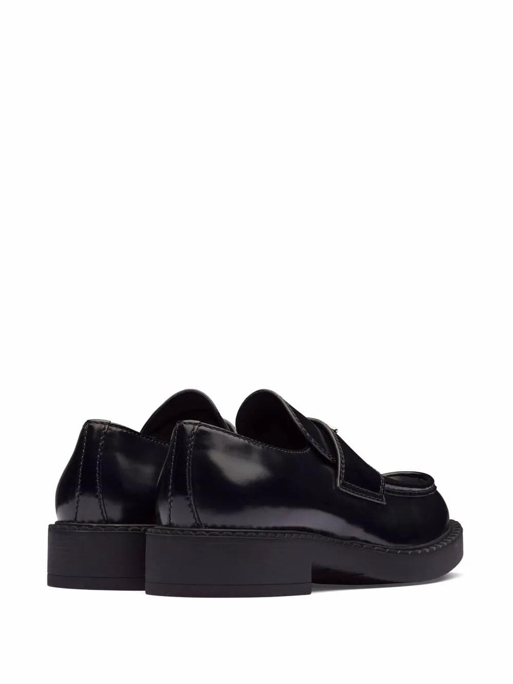 Prada Men Chocolate Brushed Leather Loafers