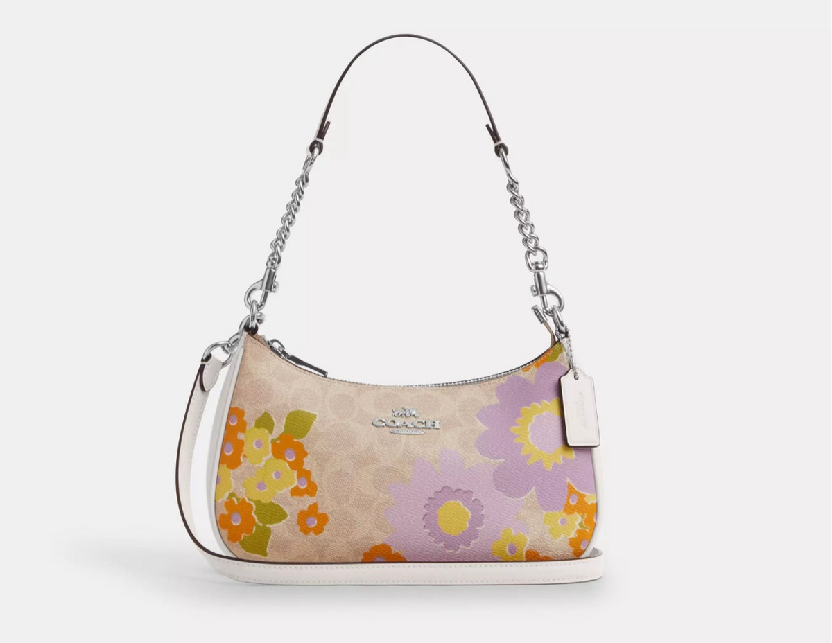 NWT Coach Teri Shoulder Bag In Signature Canvas With Floral Print