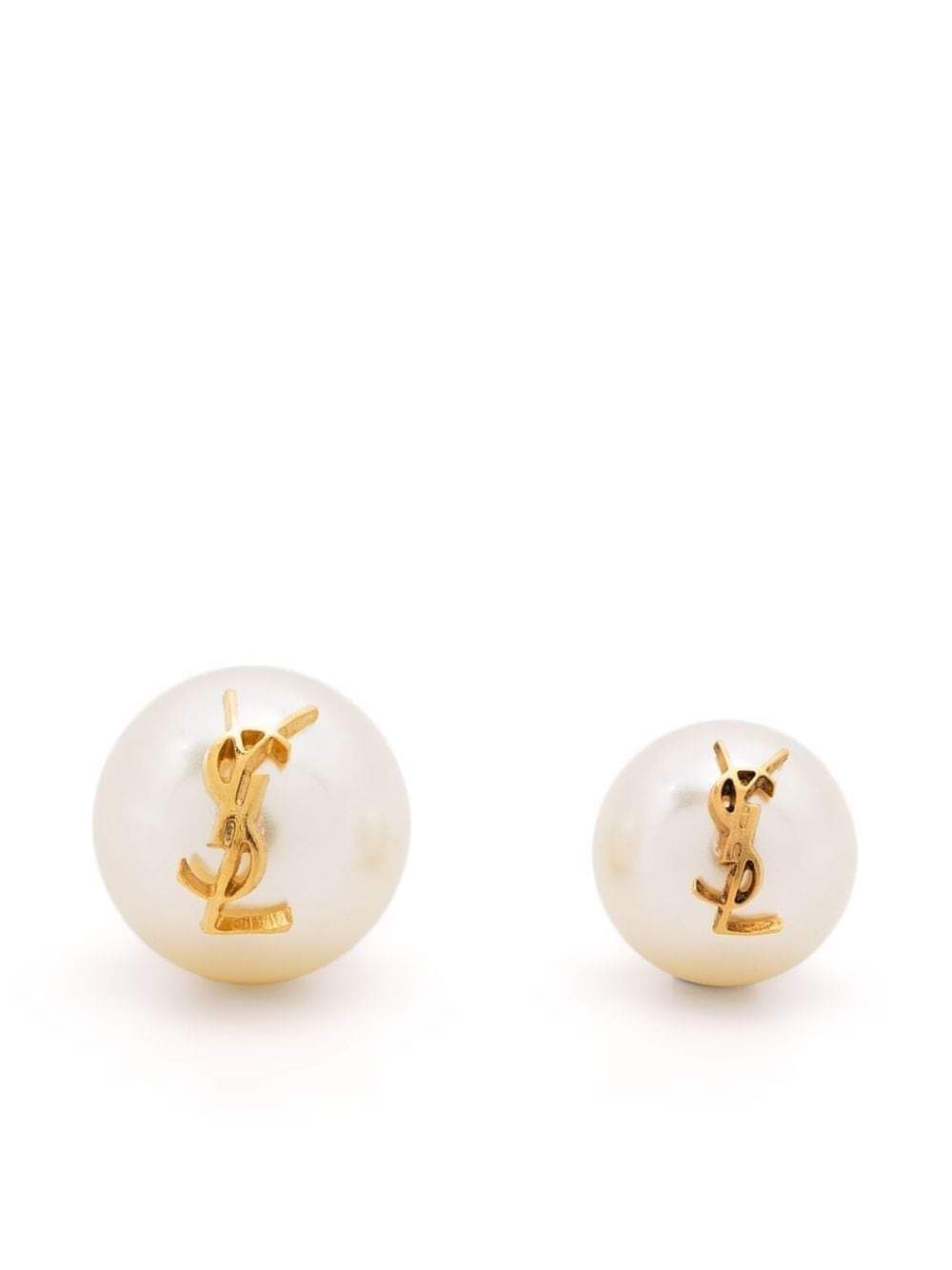 Saint Laurent Women Cassandre Pearl Asymmetric Earrings
