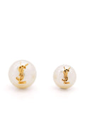 Saint Laurent Women Cassandre Pearl Asymmetric Earrings