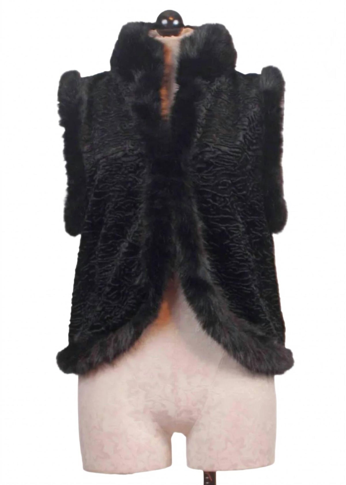 Women's Faux Fur Collar Vest In Black