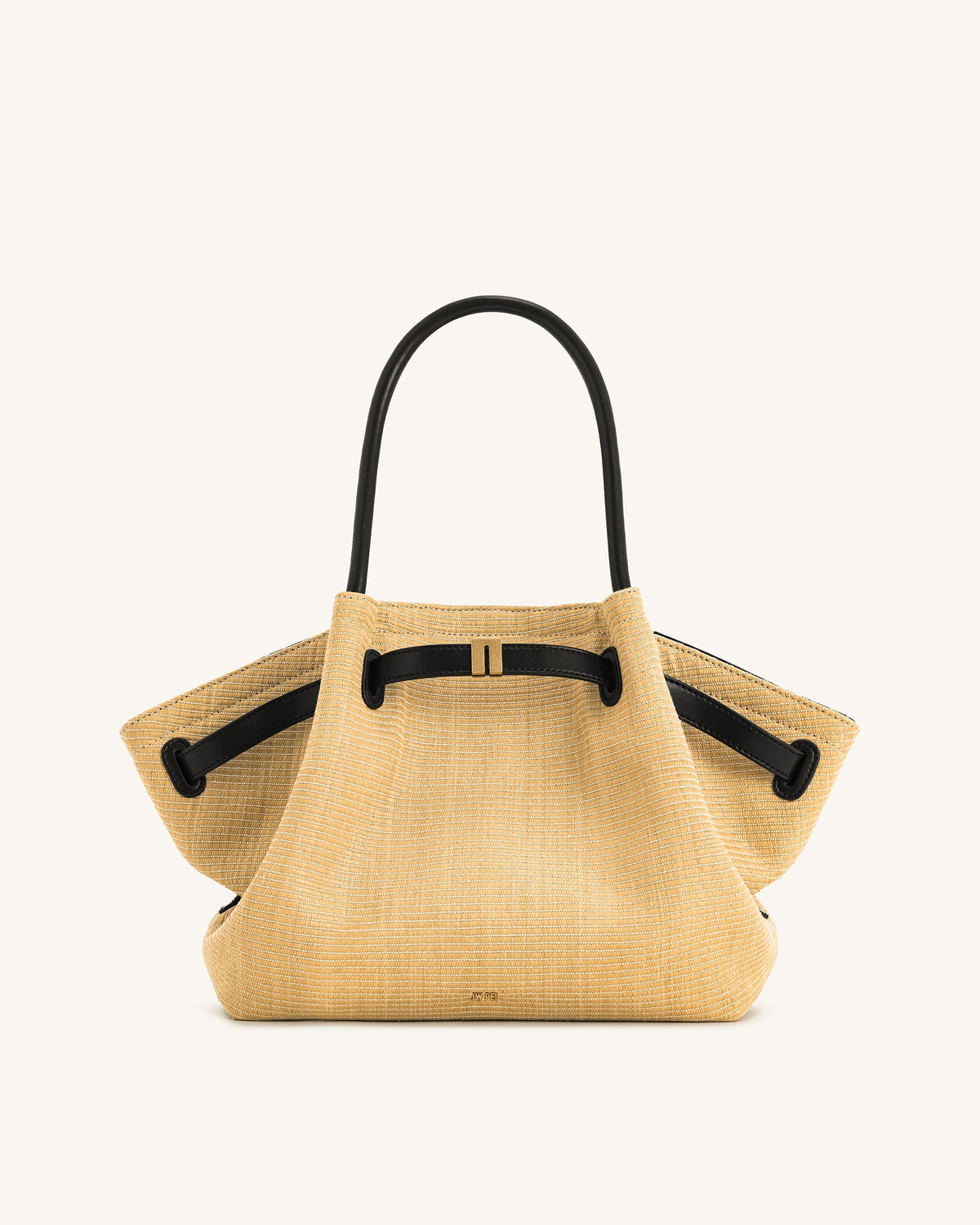 Hana  Medium Faux Straw Tote Bag - Brown Straw