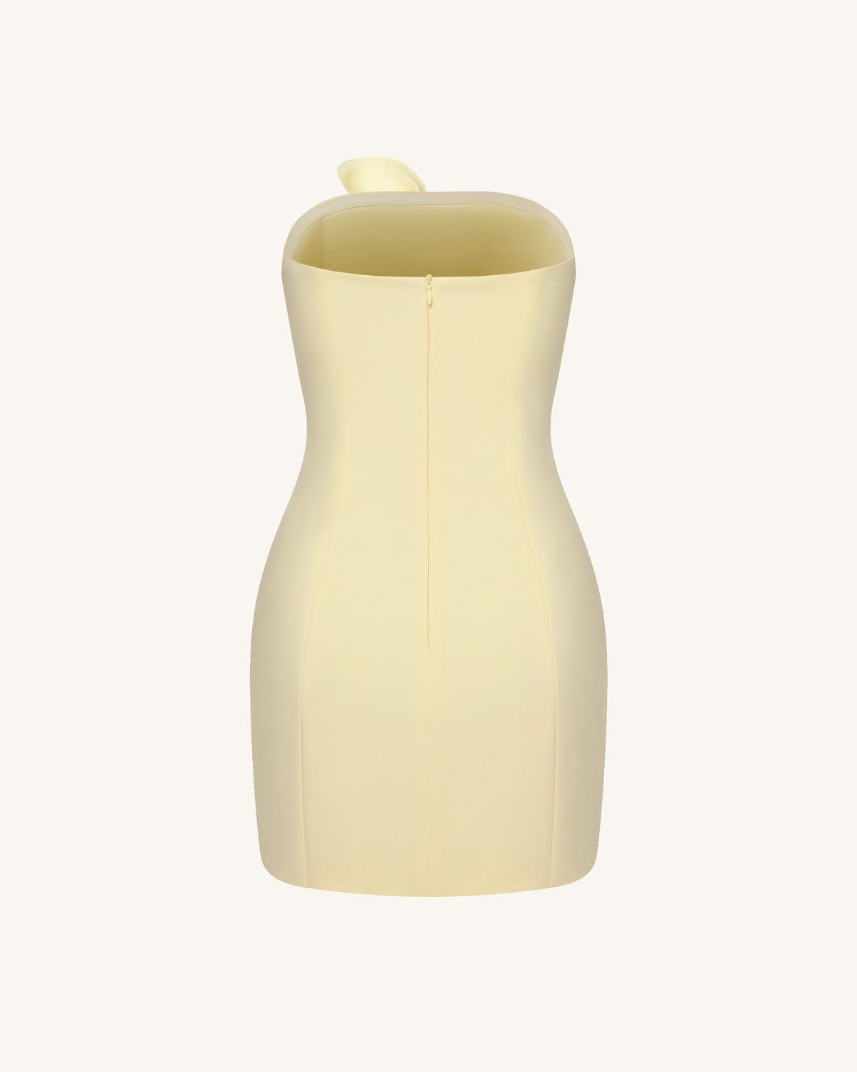 3D Floral Appliqué Strapless Mini Dress - Yellow