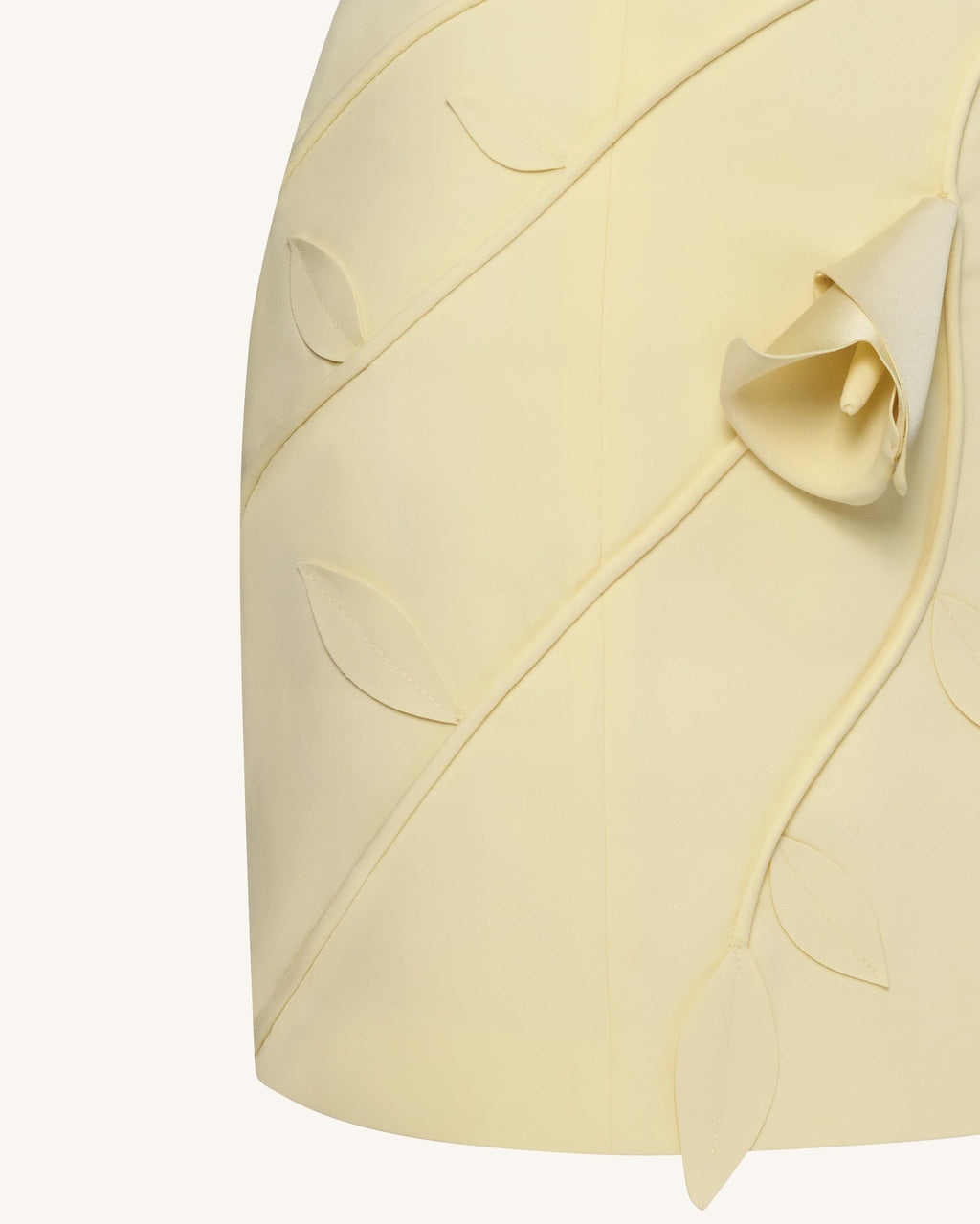 3D Floral Appliqué Strapless Mini Dress - Yellow