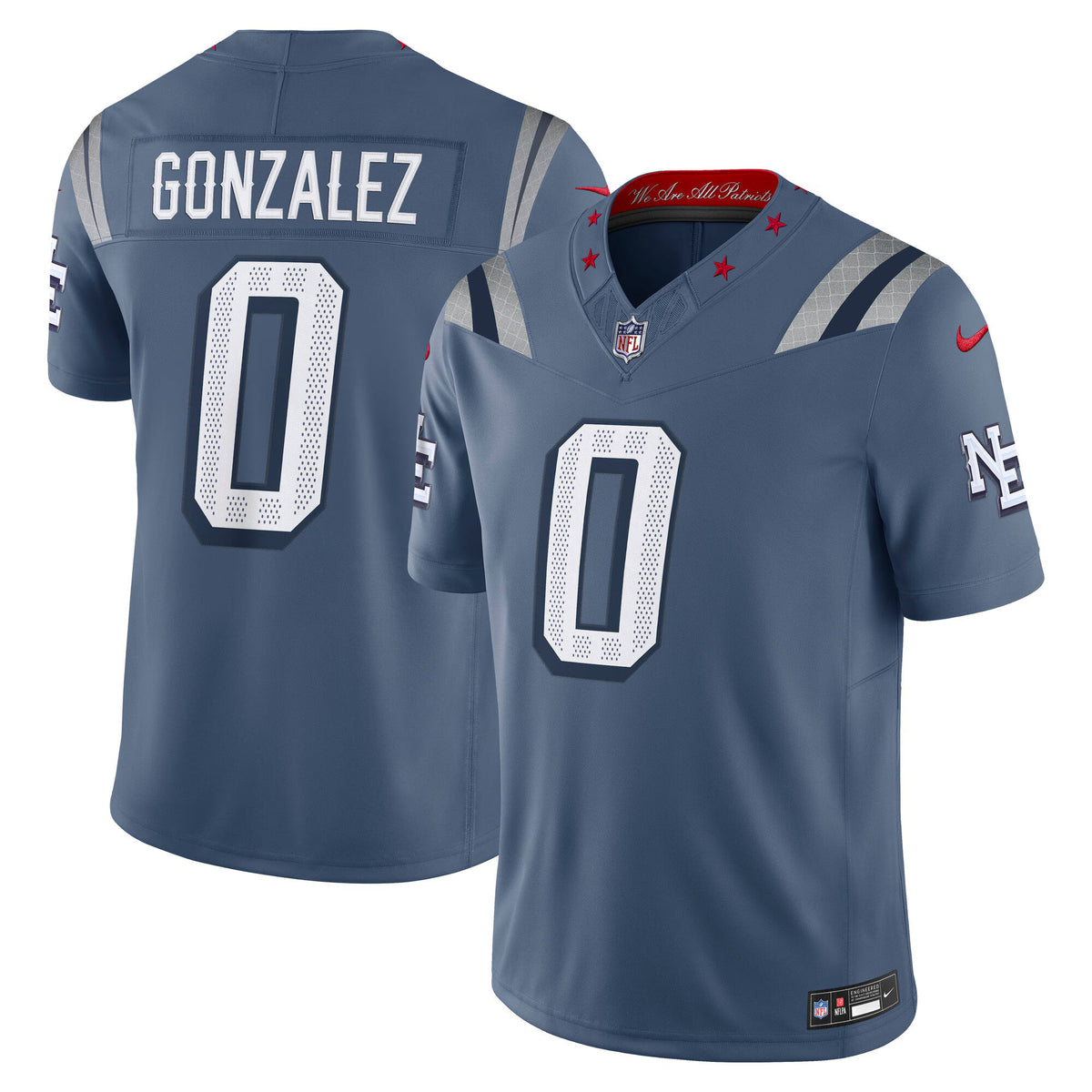 New England Patriots Christian Gonzalez Storm Blue 2025 Rivalries Collection Limited Jersey