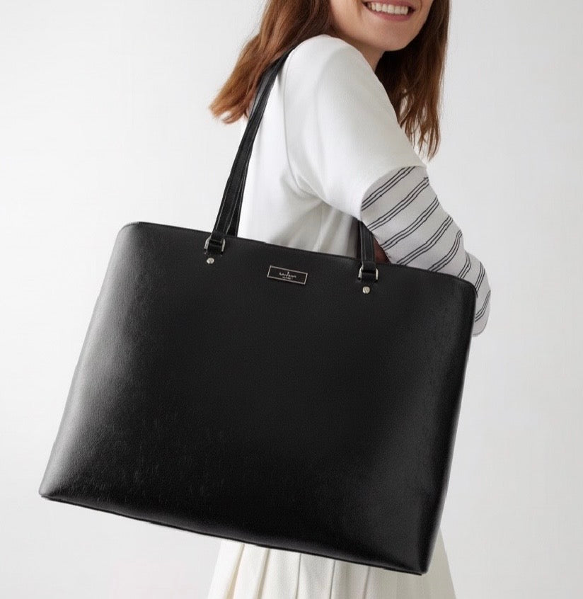 NWT Kate Spade Bridget Crinkle Patent Large Tote In Black