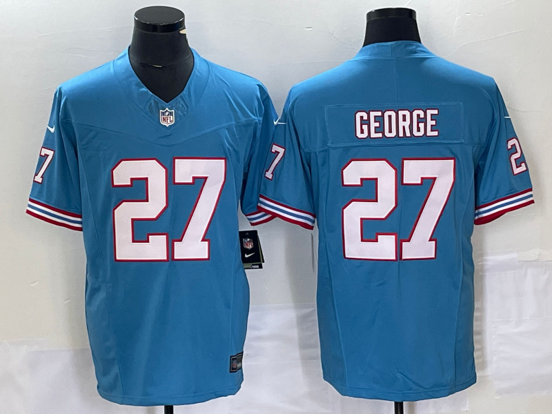 Men's Tennessee Titans Eddie George #27 Light Blue Oilers Throwback Retired Player Game jersey