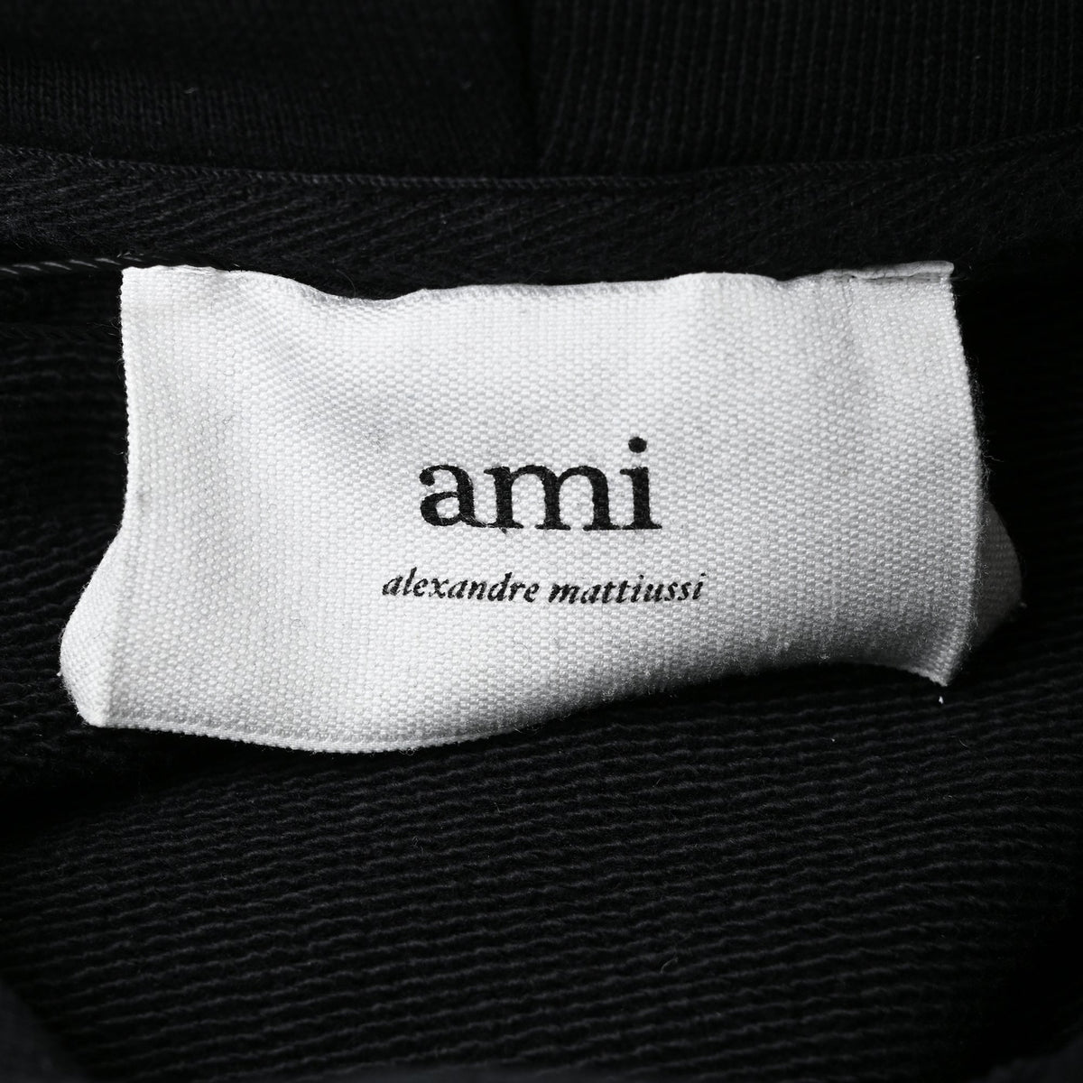 Ami Paris Ami De Coeur Small Logo Hoodie in Black Cotton