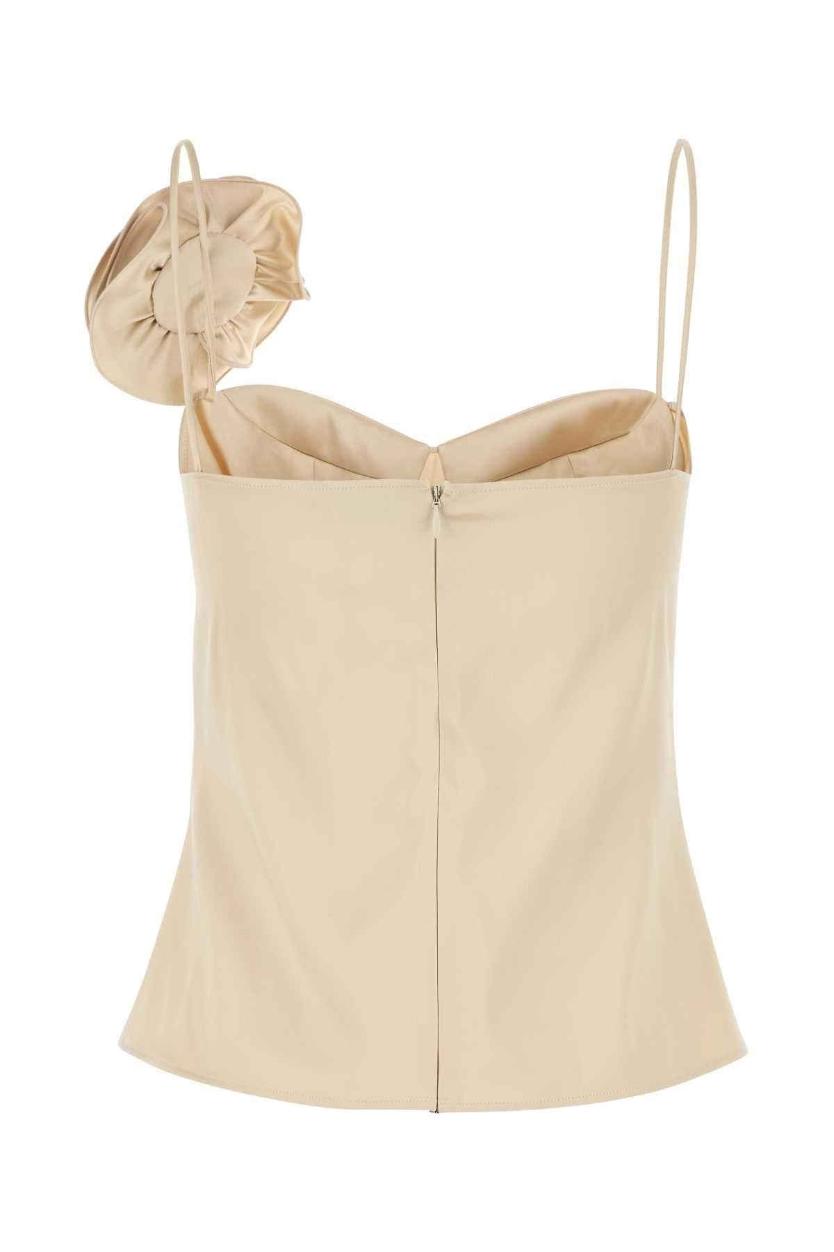 Magda Butrym Women Beige Stretch Satin Top