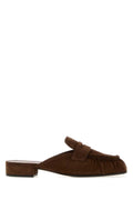 Prada Women Brown Suede Slippers