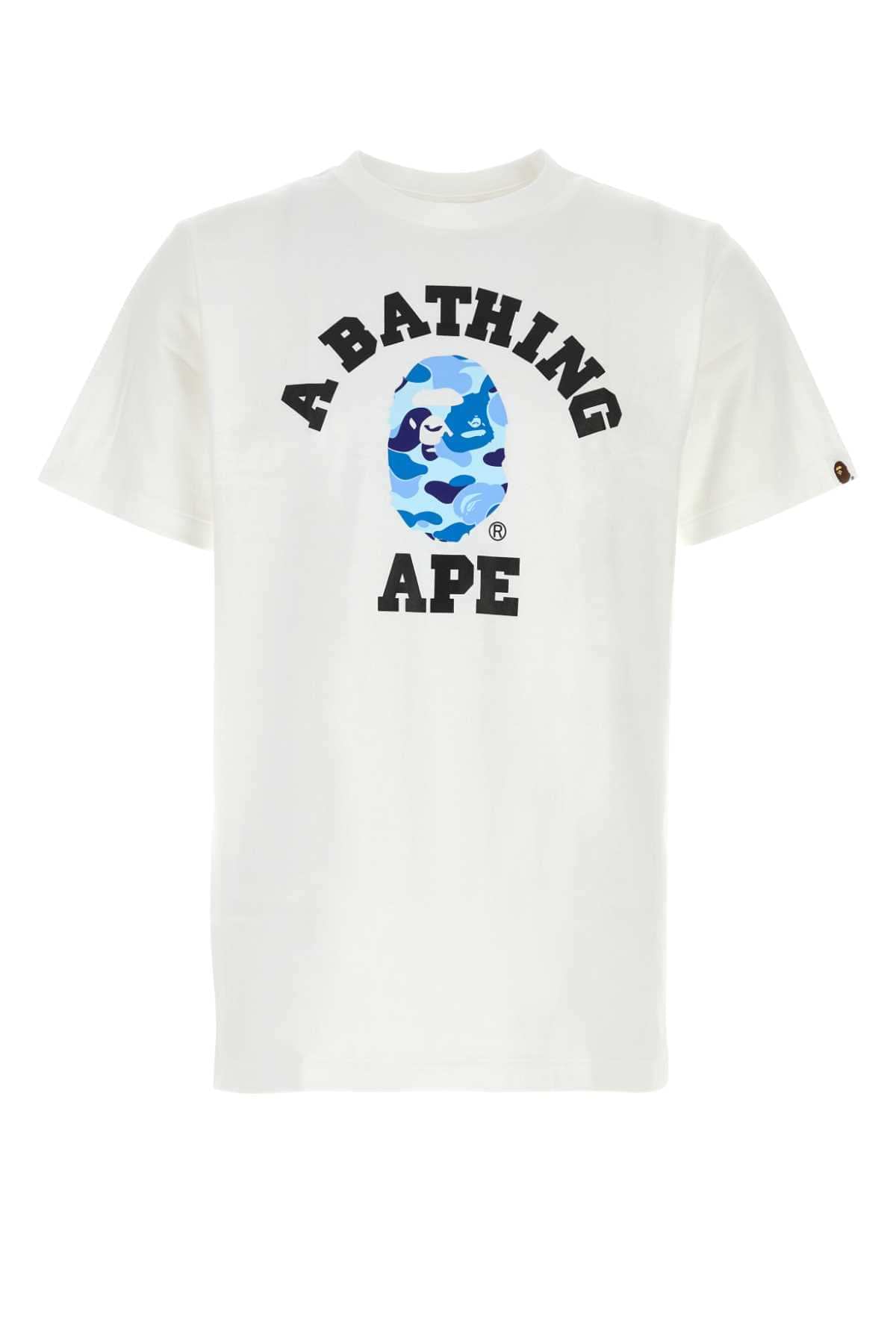 Bape Men White Cotton Abc Camo Collage T-Shirt
