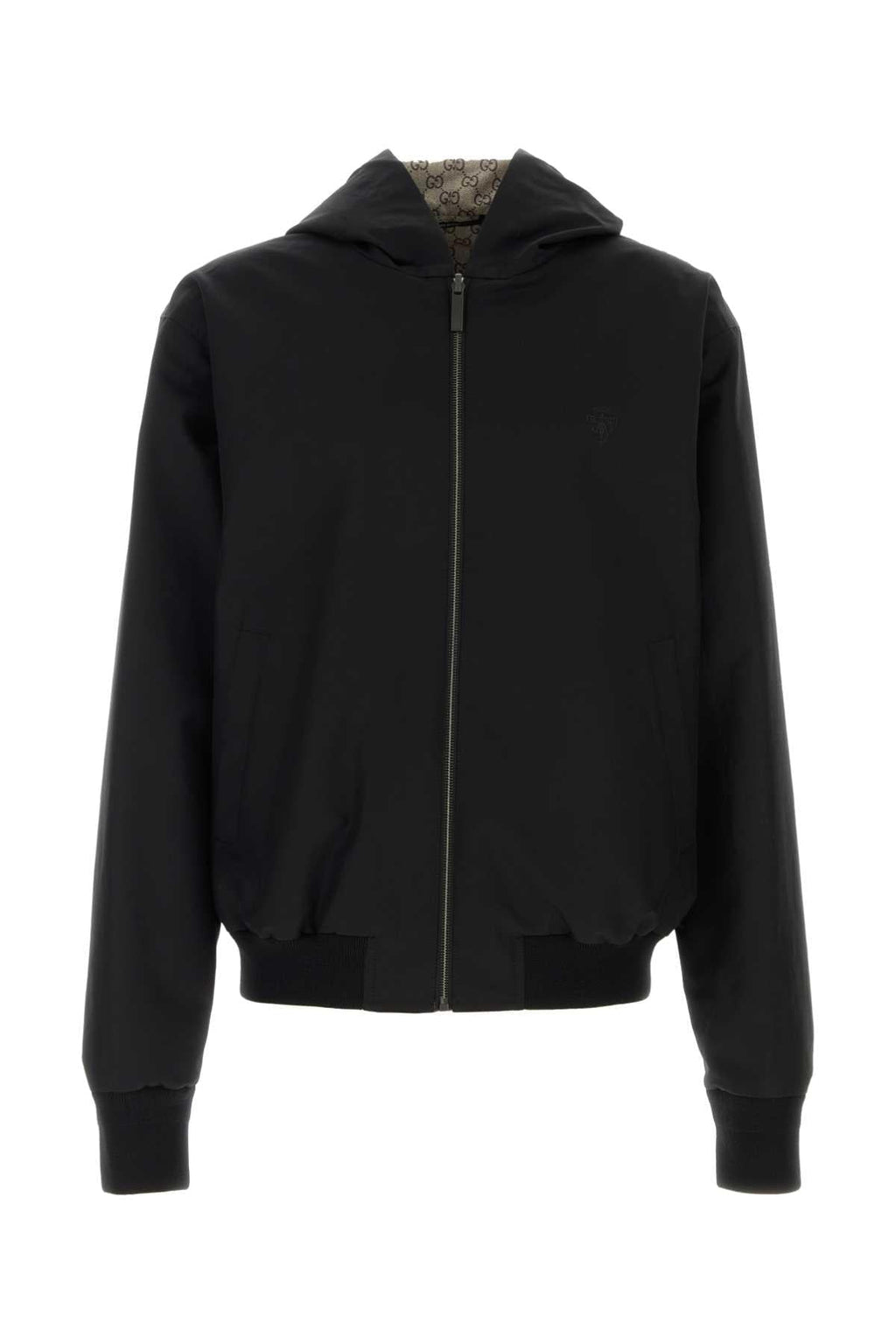 Gucci Men Black Cotton Reversible Jacket
