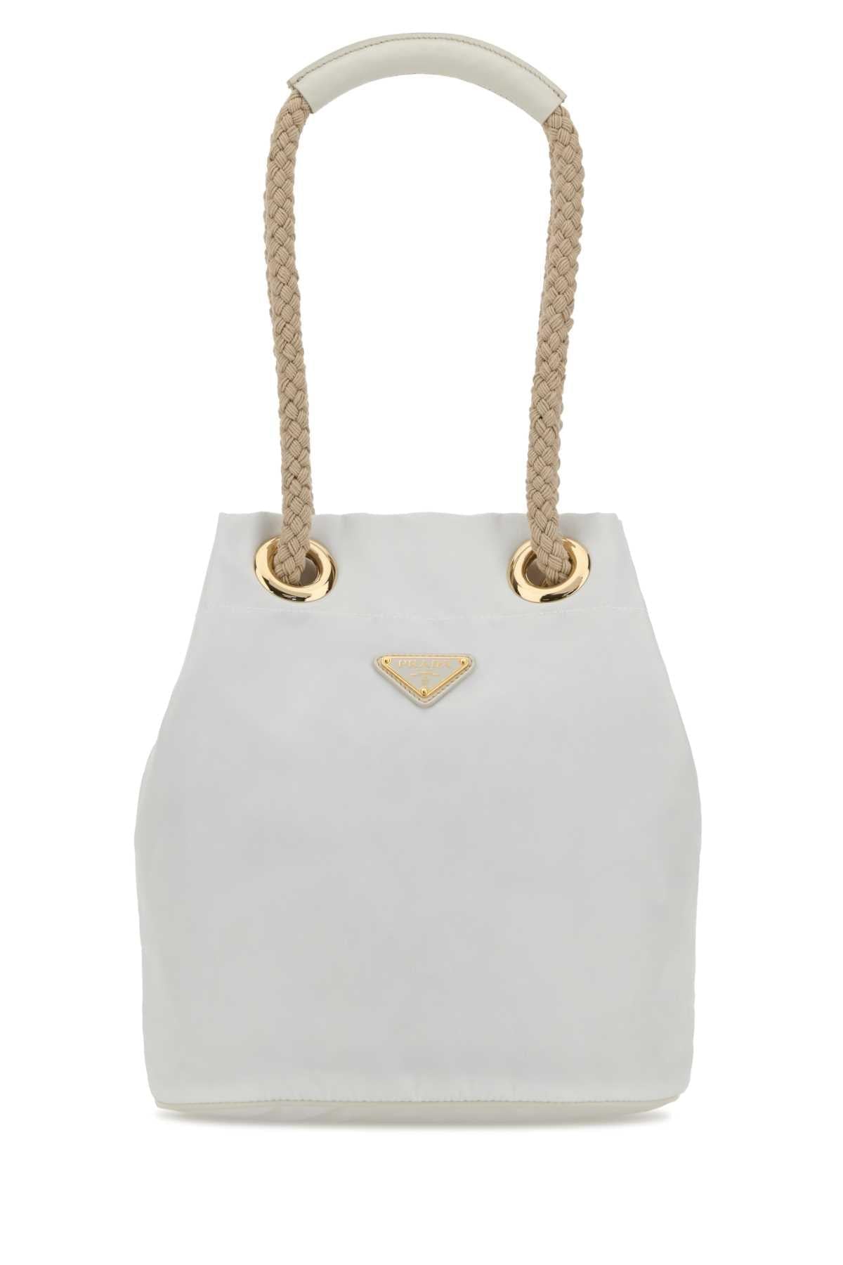 Prada Women White Re-Nylon Prada Mariner Bucket Bag