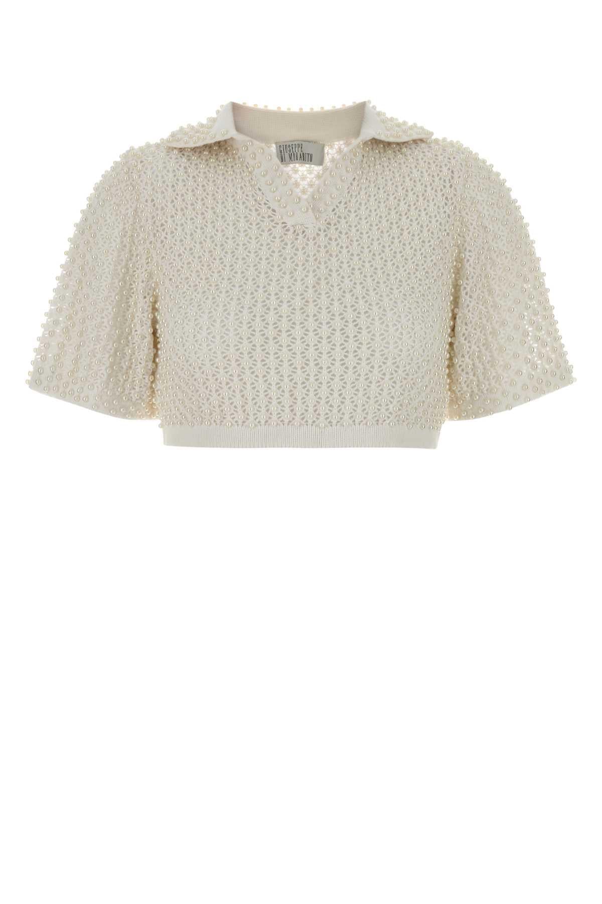 Giuseppe Di Morabito Women White Crochet Polo Shirt