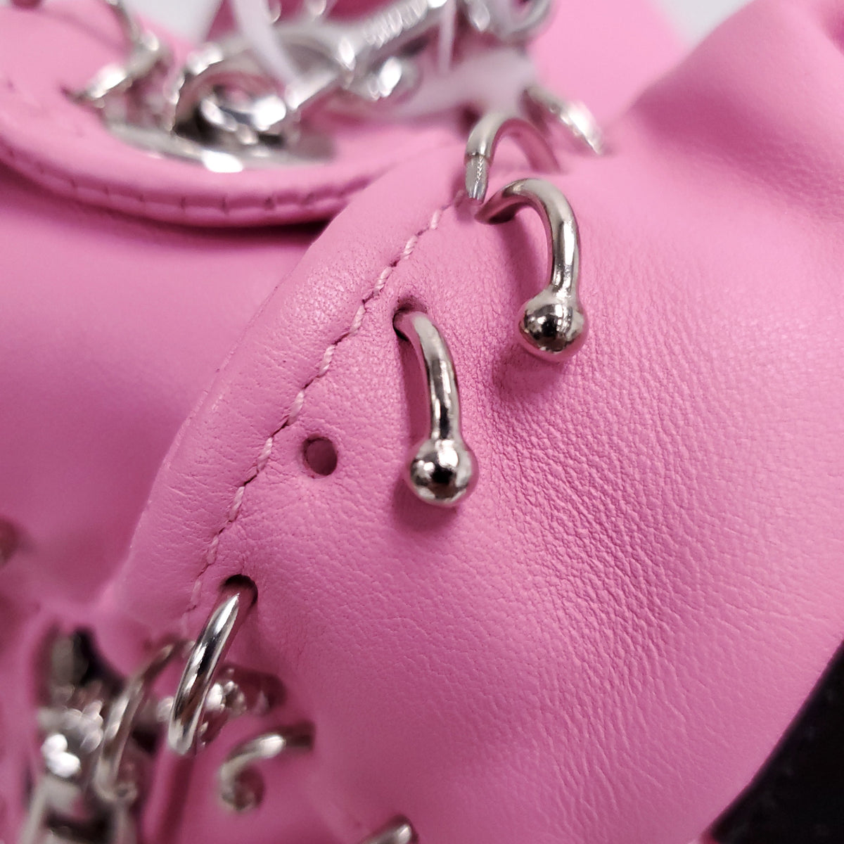 MOSCHINO PINK BIKER JACKET PIERCING SHOULDER BAG