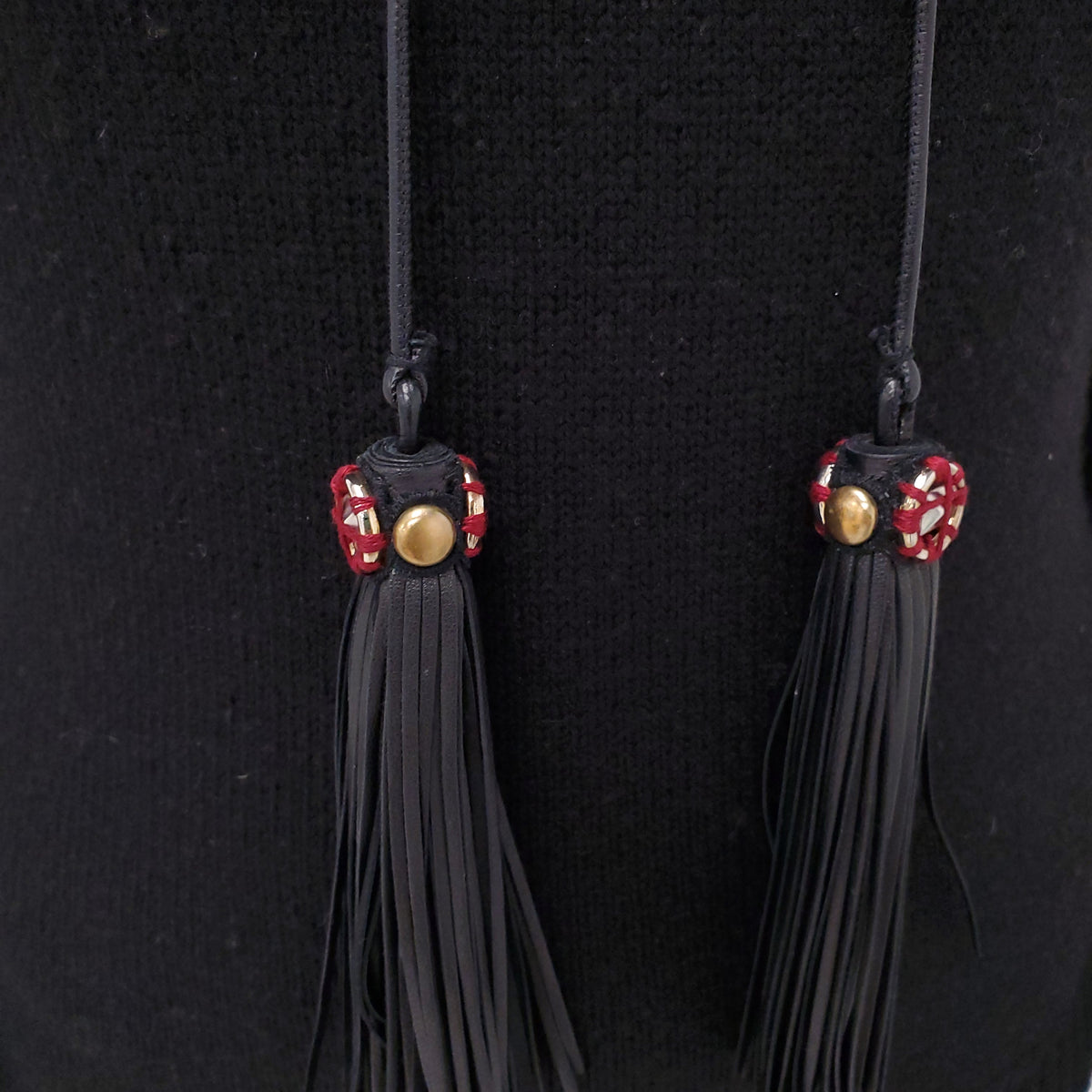 GUCCI BLACK SWEATER WITH TASSEL DETAIL - SIZE M