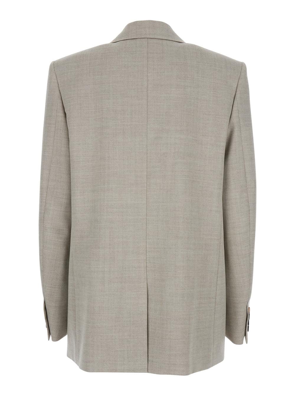 Saint Laurent Women Grey Double-Breasted Jacket With Peak Revers In Wool Woman