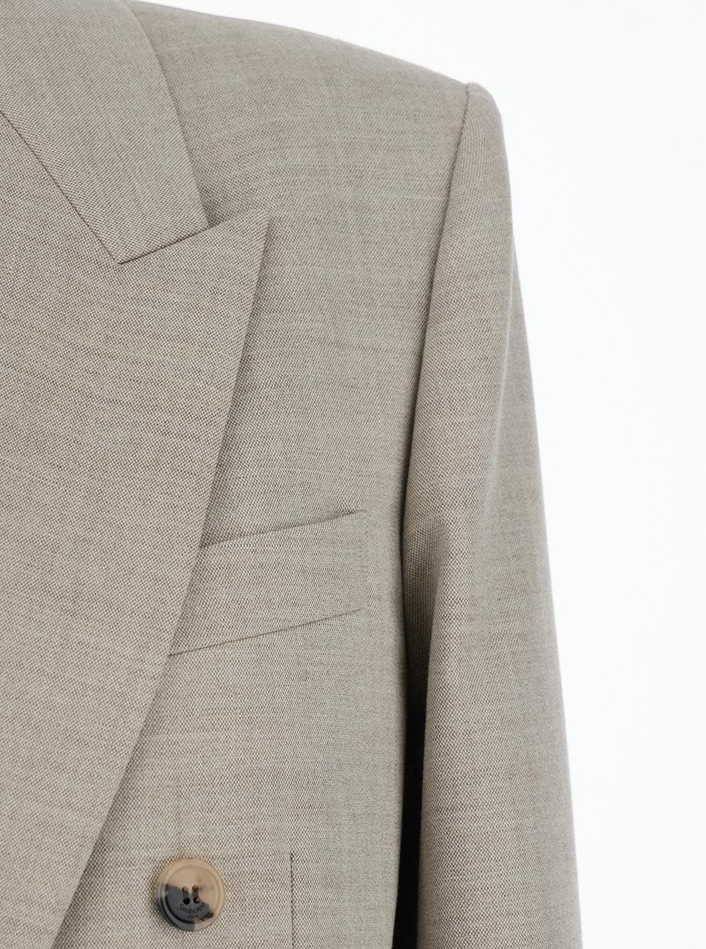 Saint Laurent Women Grey Double-Breasted Jacket With Peak Revers In Wool Woman