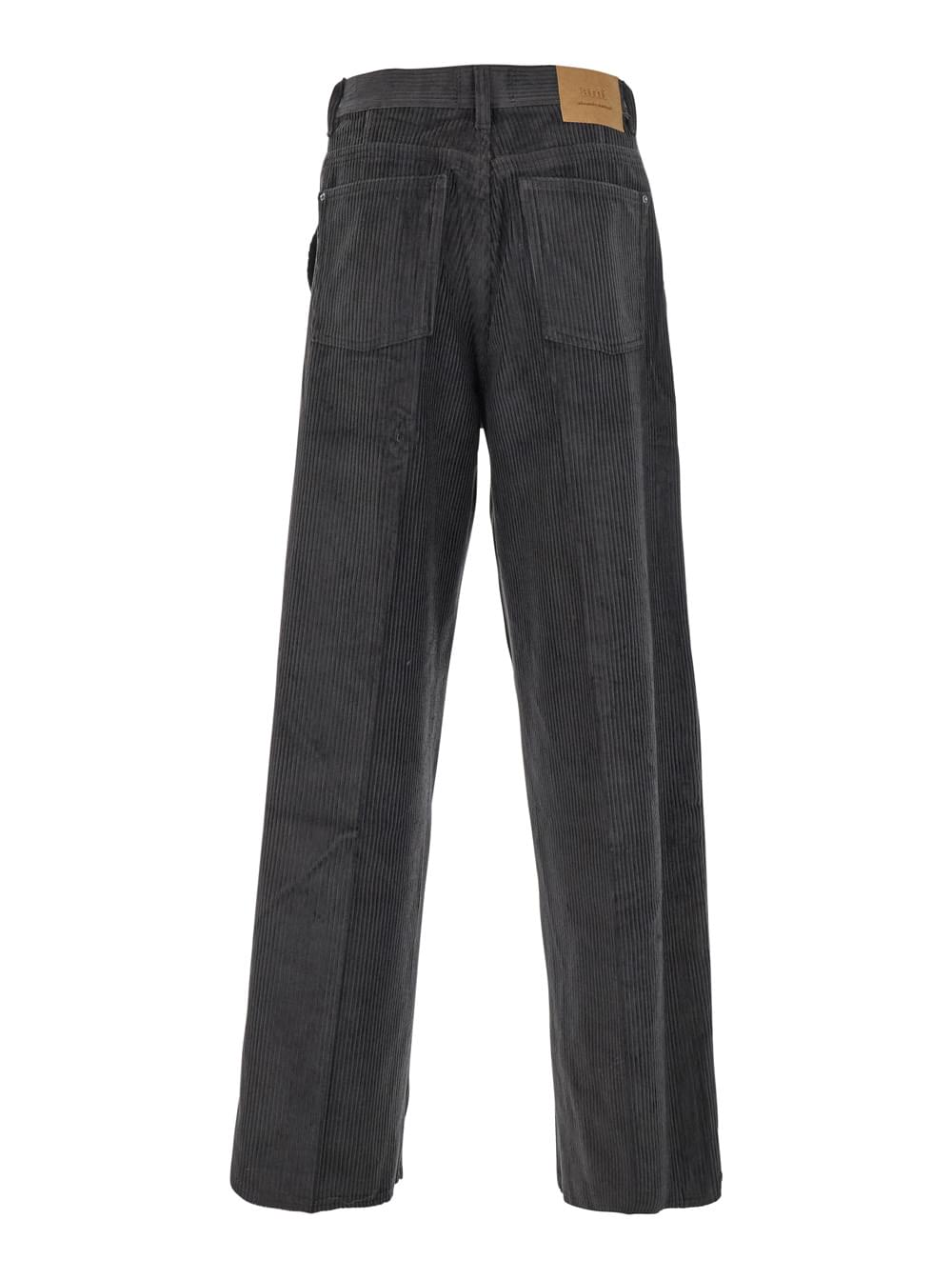 Ami Paris Men Brown Trousers With Back Logo Patch In Velvet Man