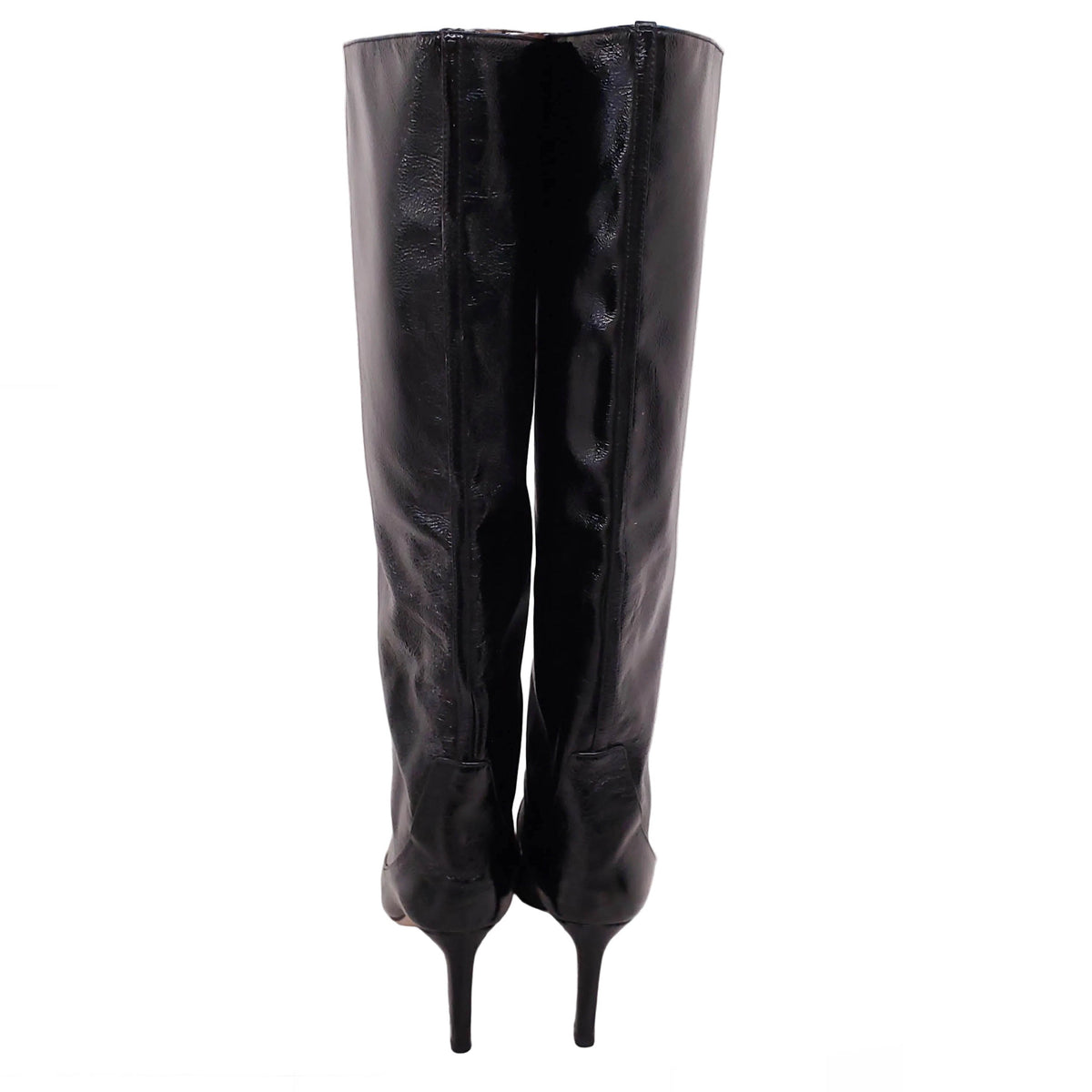 JIMMY CHOO BLACK PATENT CALF BOOTIES - SIZE 38