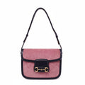 GUCCI PINK VELVET 1955 HORSEBIT BUCKLE SMALL BAG