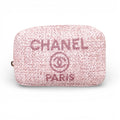 CHANEL PINK TWEED DEAUVILLE COSMETIC POUCH