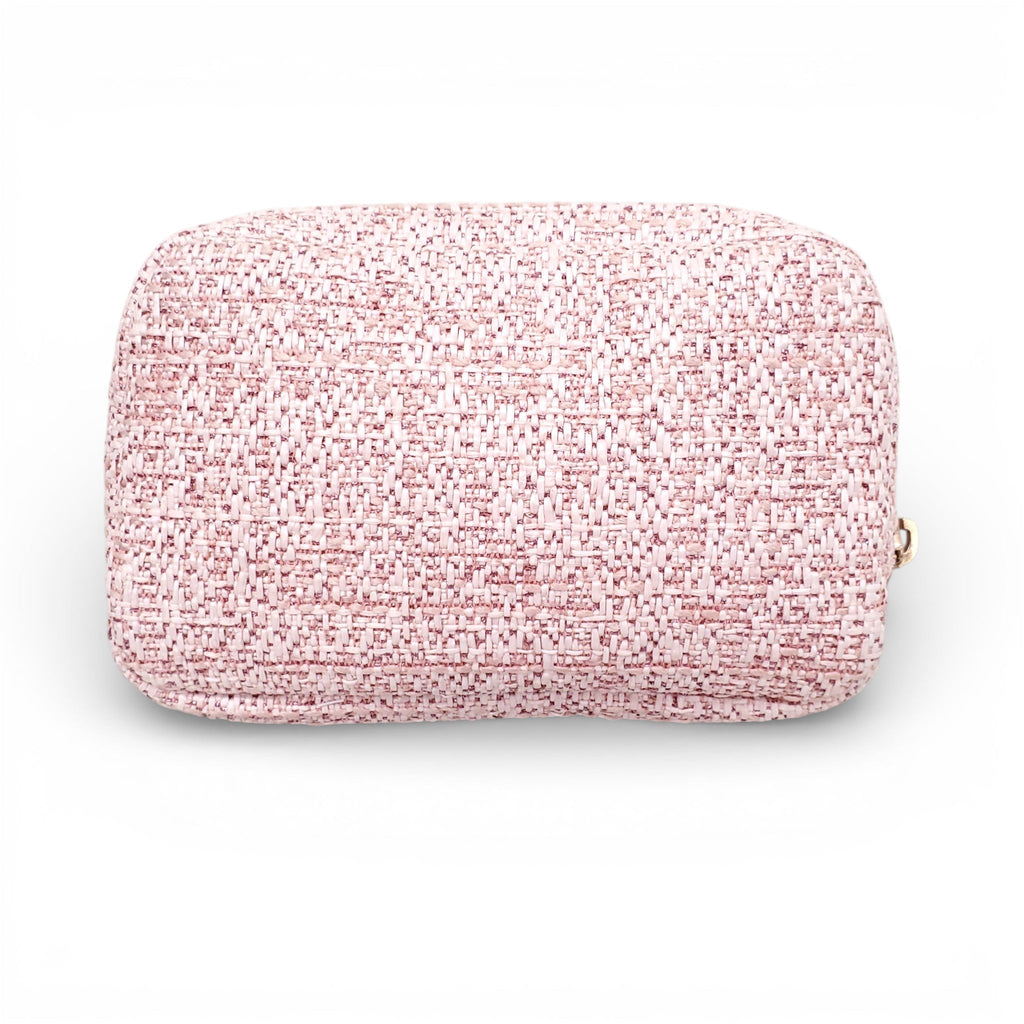 CHANEL PINK TWEED DEAUVILLE COSMETIC POUCH