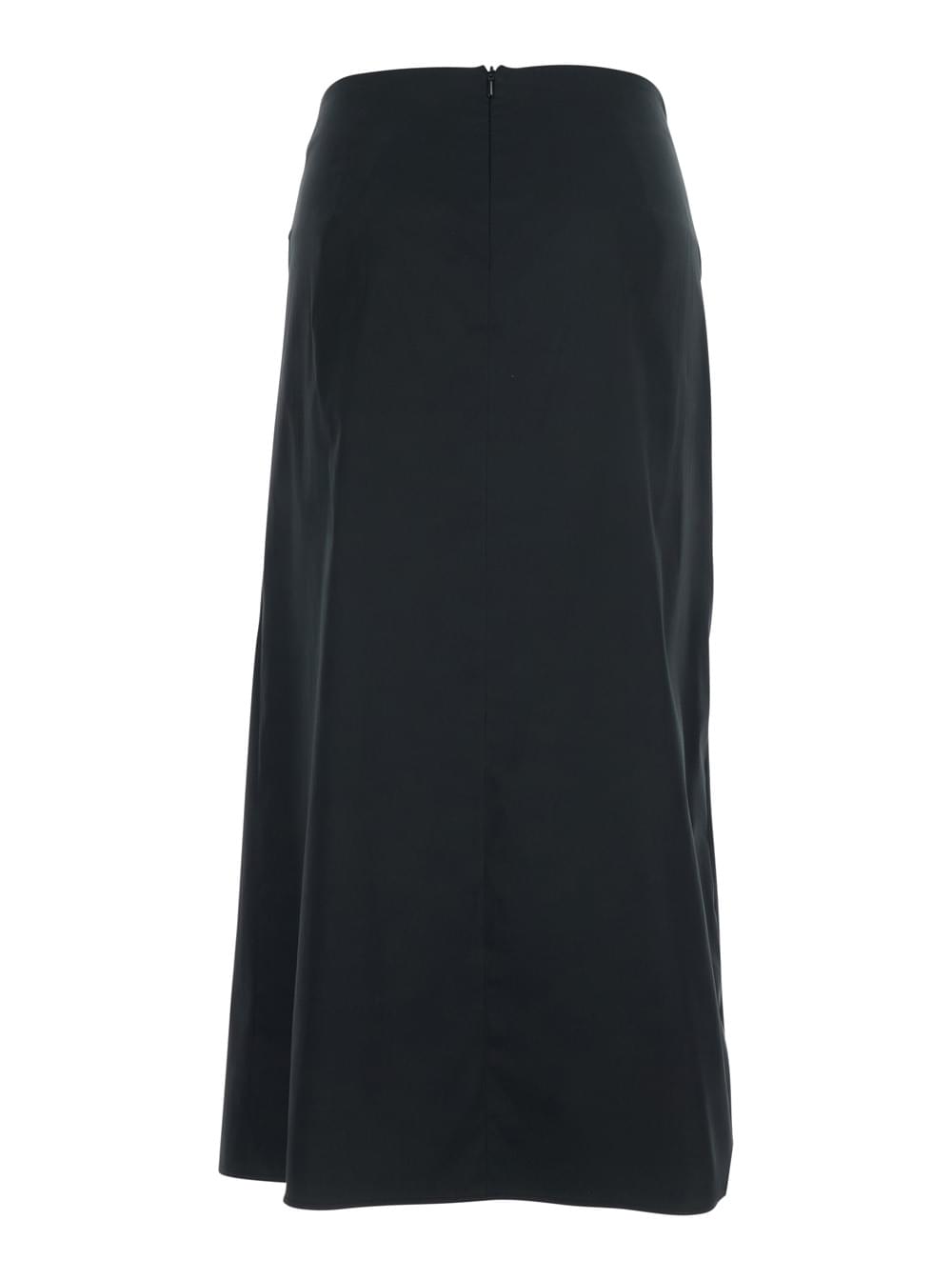 Max Mara Women Black Skirt With Bow Detail On The Front And Zip Closure On The Back In Stretch Cotton Blend For Women
