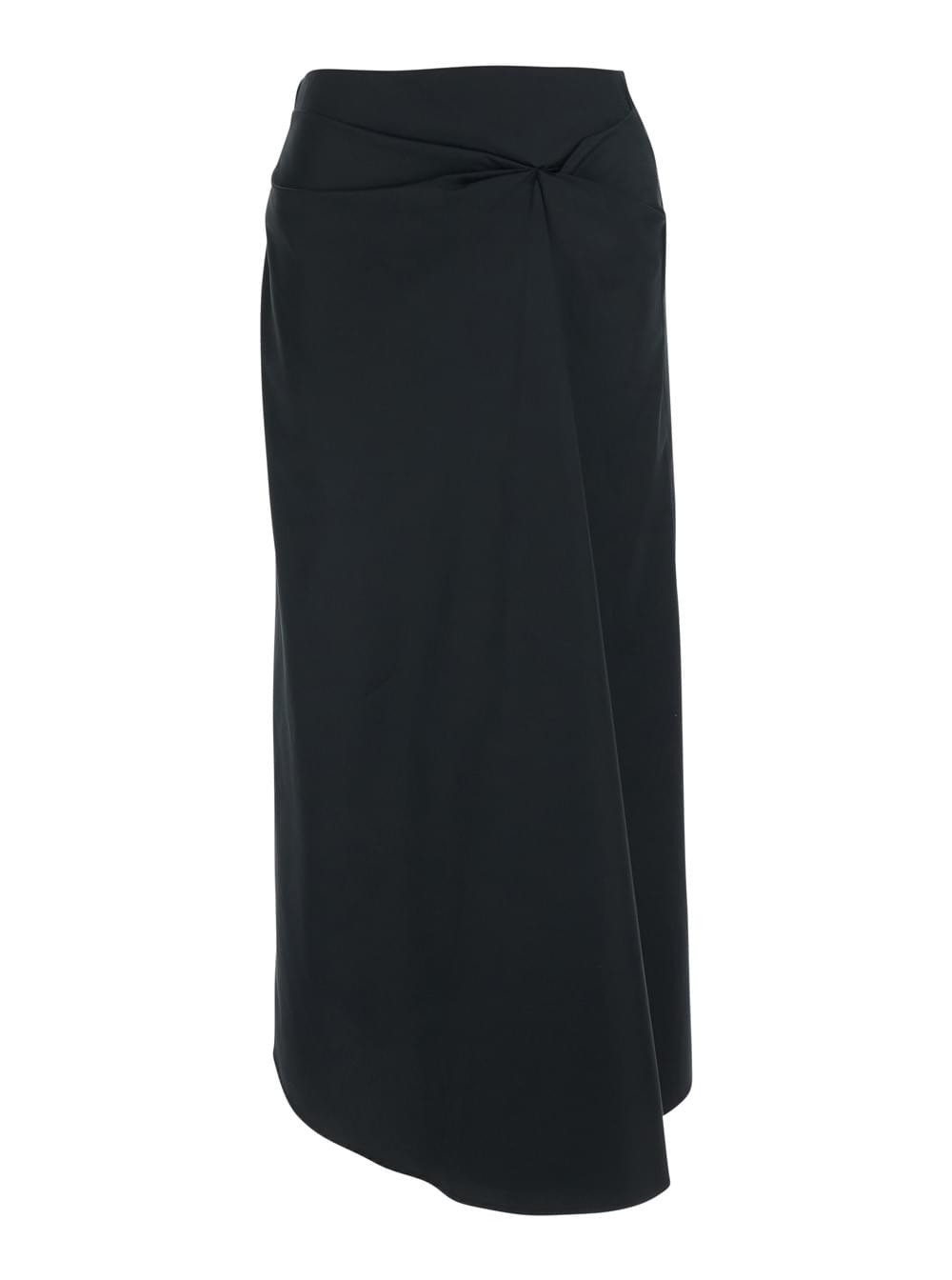 Max Mara Women Black Skirt With Bow Detail On The Front And Zip Closure On The Back In Stretch Cotton Blend For Women