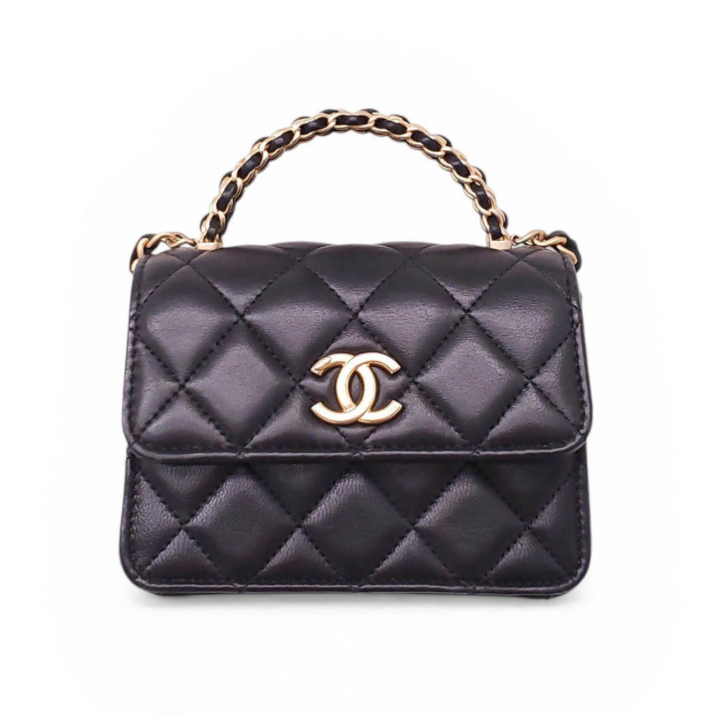 CHANEL MINI LEATHER CROSSBODY BAG WITH TOP HANDLE