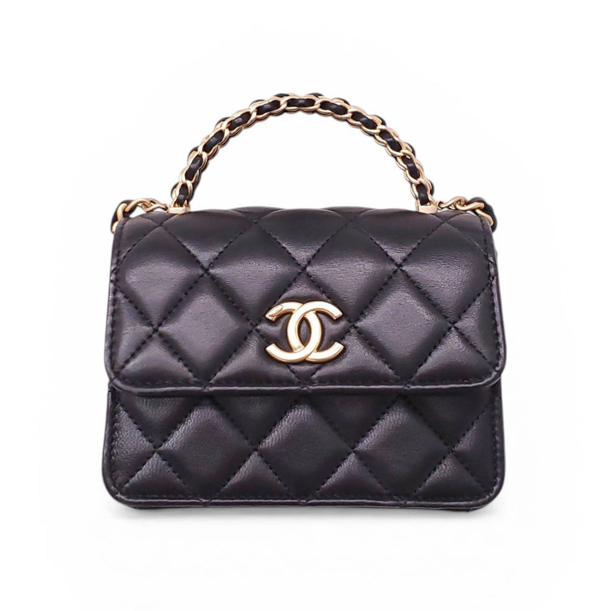 CHANEL MINI LEATHER CROSSBODY BAG WITH TOP HANDLE