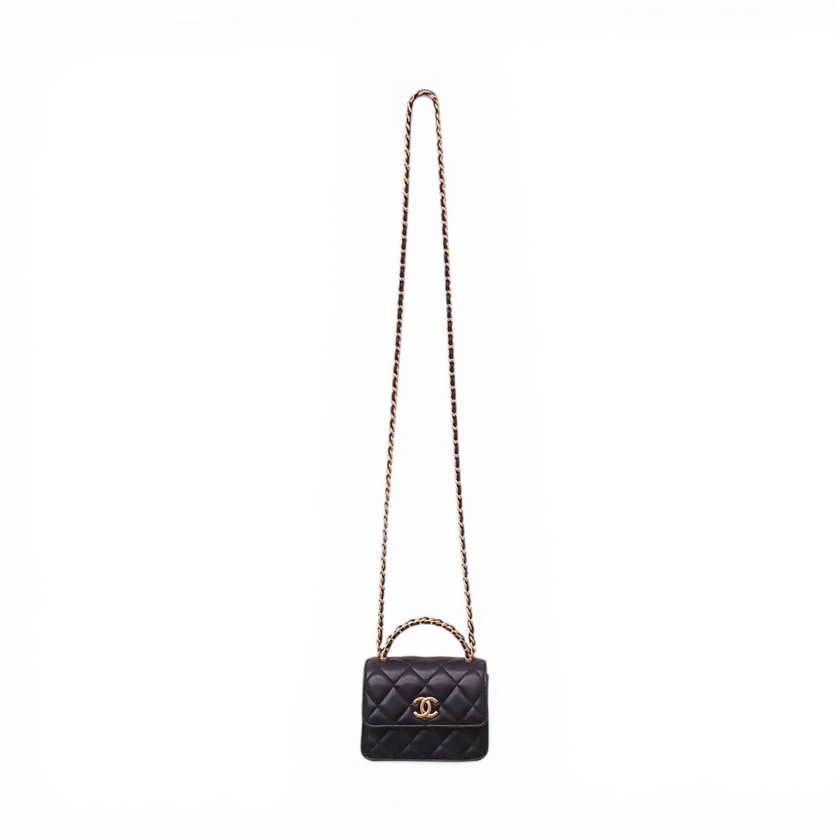 CHANEL MINI LEATHER CROSSBODY BAG WITH TOP HANDLE