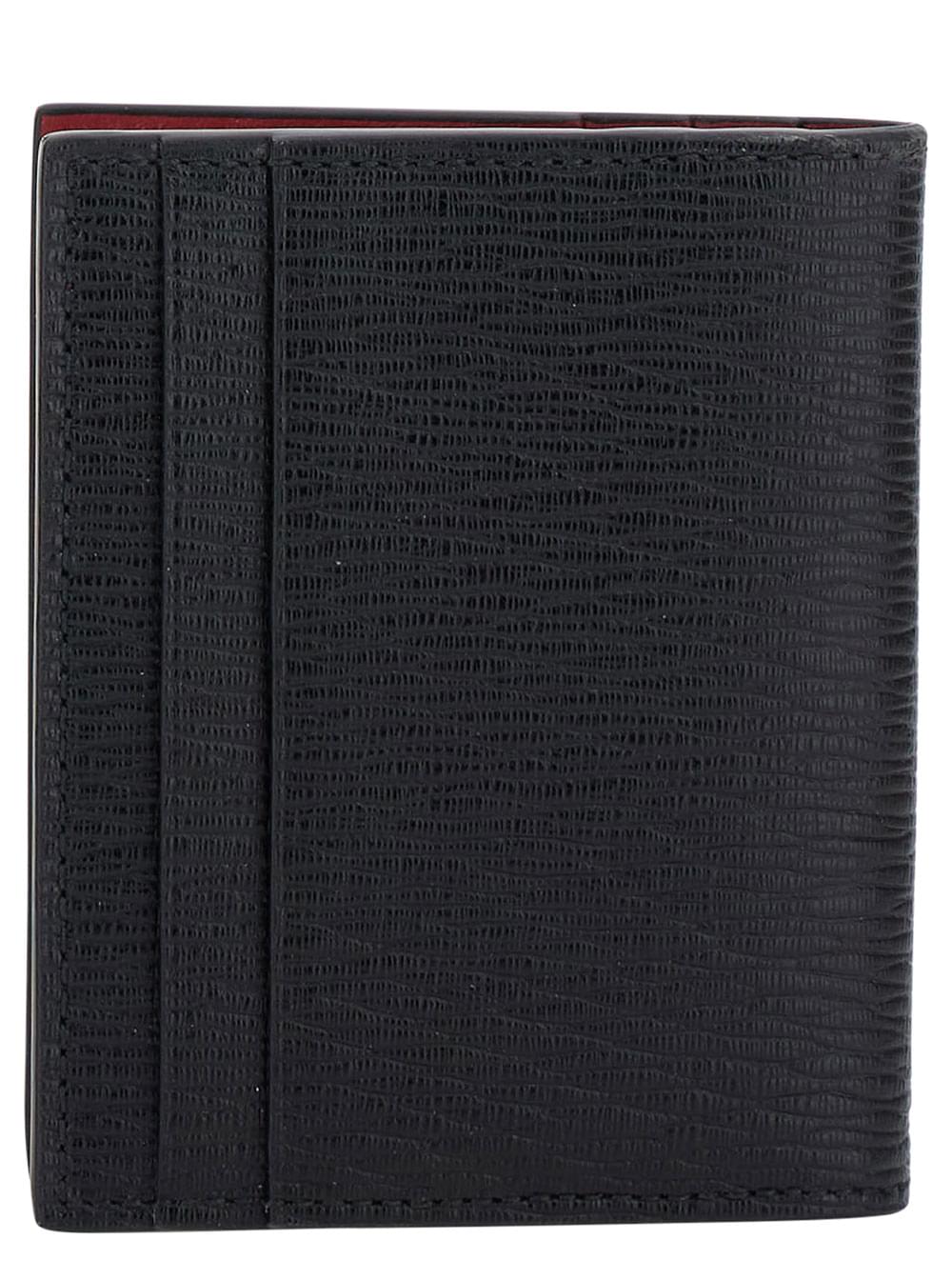 Ferragamo Men Card Holder With Gancini Detail In Black Leather For Men