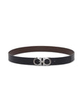 Ferragamo Men Bicolor Leather Belt With Gancini Buckle On The Front In Black And Brown For Men
