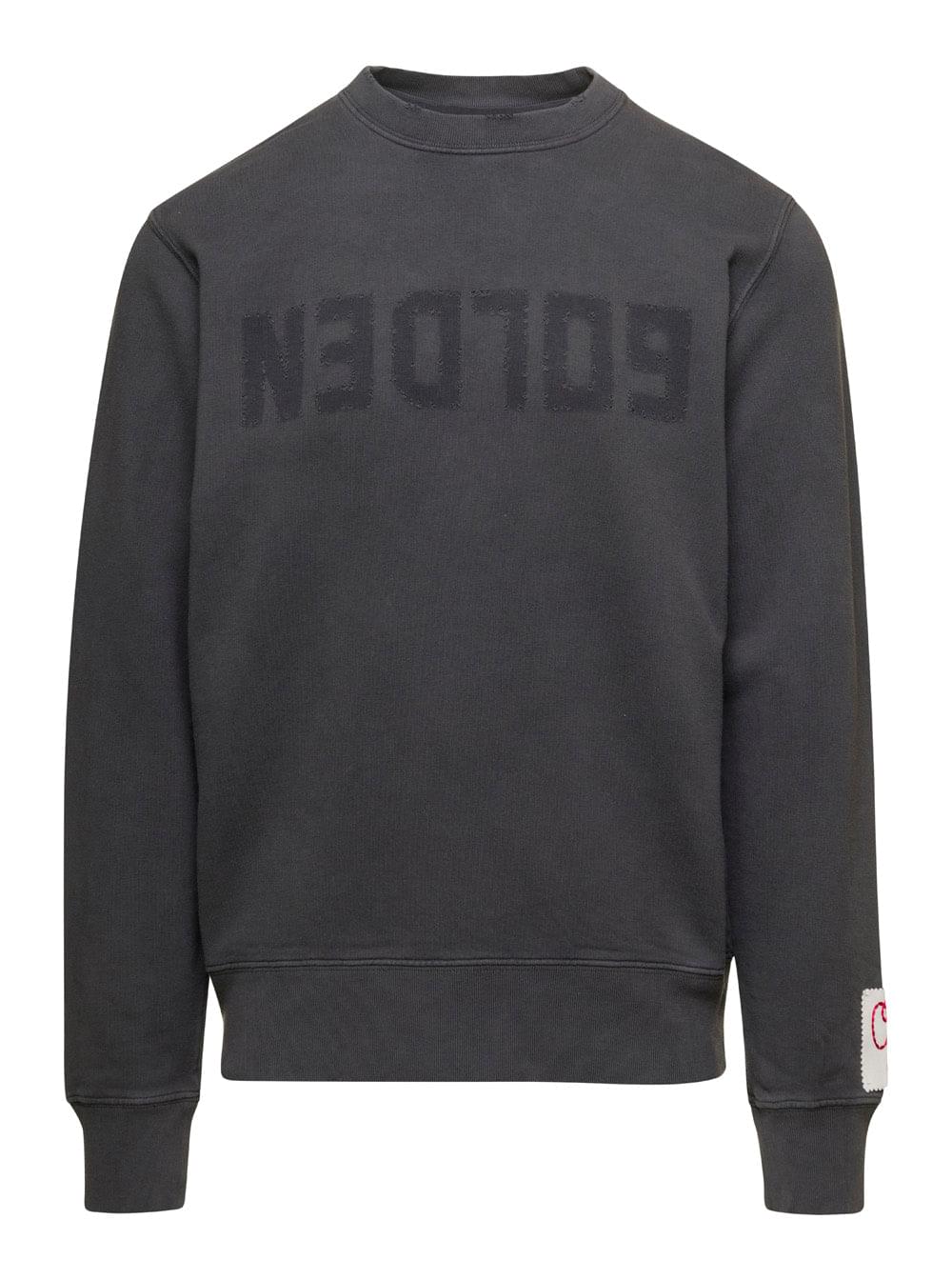 Golden Goose Men Gray Crewneck Sweatshirt With Logo Print In Cotton Men