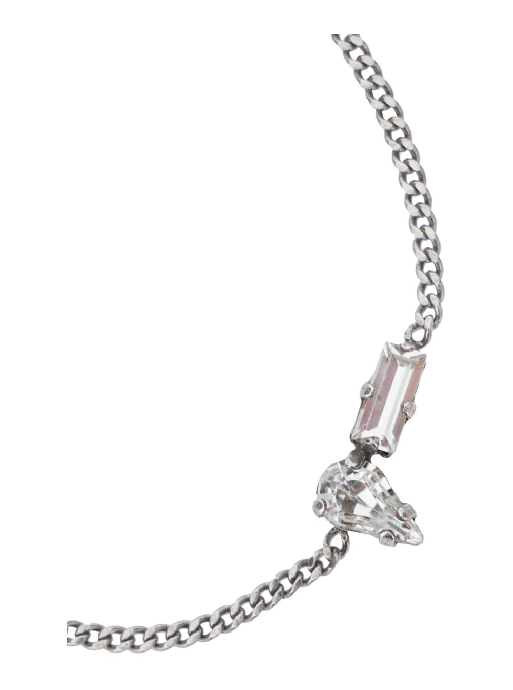 Saint Laurent Men Bracelet 'Opyum' With Rhinestones And Charm In Silver Brass For Men