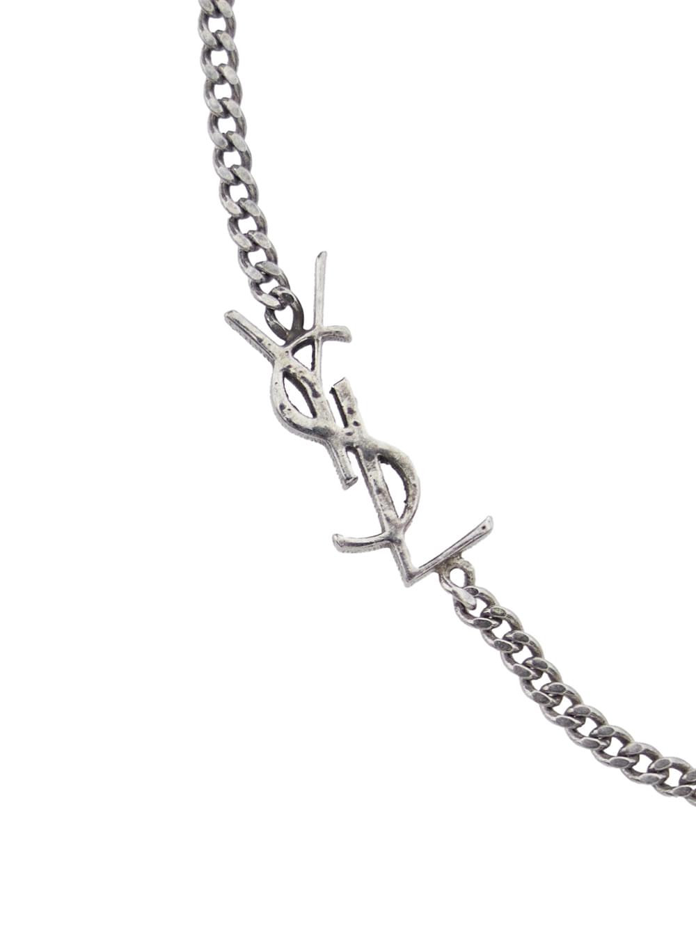 Saint Laurent Men Bracelet 'Opyum' With Rhinestones And Charm In Silver Brass For Men