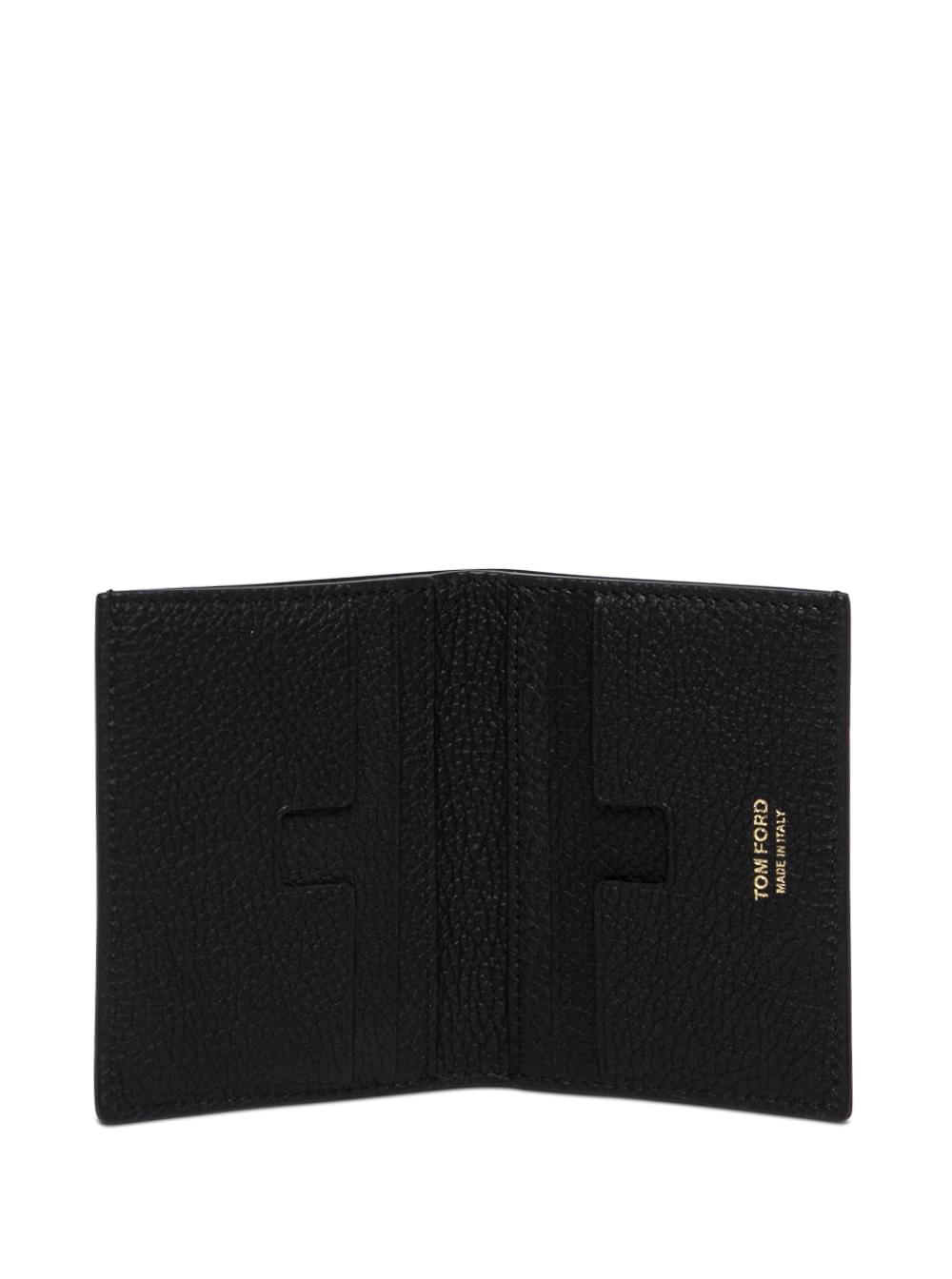 Tom Ford Men Card Holder With Logo Lettering Embossed On The Front In Grained Black Leather For Men